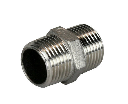 RVS dubbele nippel 1/4&quot;