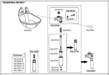 Suevia drinkbak model 25R 1/2&quot;