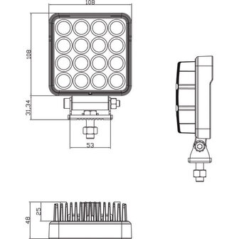 Werklamp LED 25W 3040lm verstraler