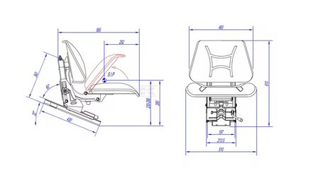 Zitting mechanisch geveerd PVC opklapbaar