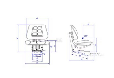Zitting mechanisch geveerd PVC zwart
