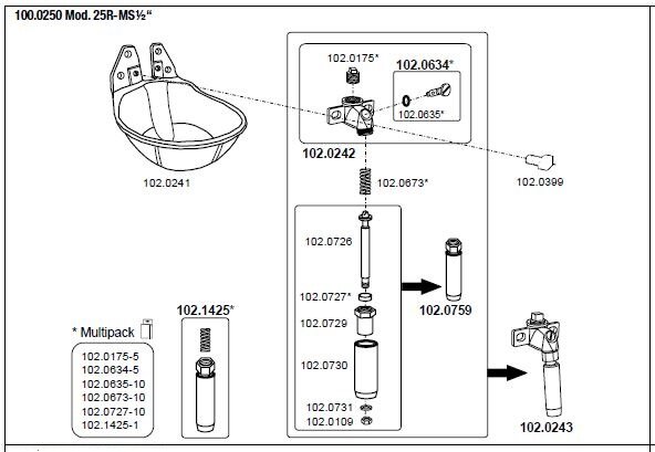 Suevia drinkbak model 25R 1/2"