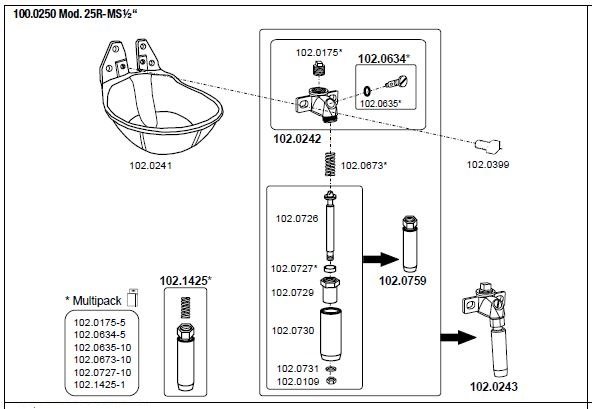 Suevia drinkbak model 25R 3/4"