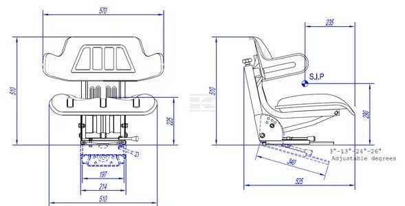 Zitting mechanisch geveerd PVC geel