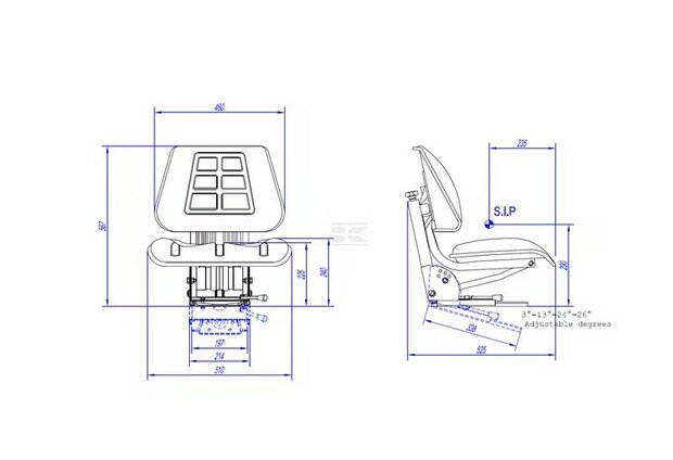 Zitting mechanisch geveerd PVC zwart
