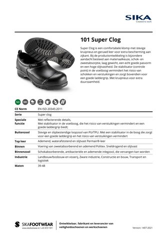 Sika 101 Superclog S3, mt. 39 t/m 48