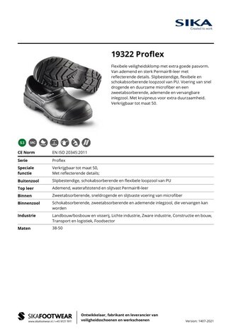 Sika 19322 ProFlex S3, mt. 38 t/m 50