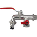 Kogelkraan met uitloop en extra aansluiting 1/2"