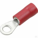 Oogkabelschoen rood gatdiameter 3 mm.