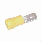 Vlakstekker 6,3x0,8 geel