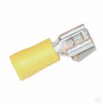 Vlakstekker met vlakstekkerhuls 6,4x0,8 geel